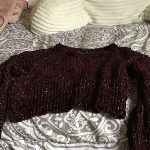 Burgundy and gold chenille sweater